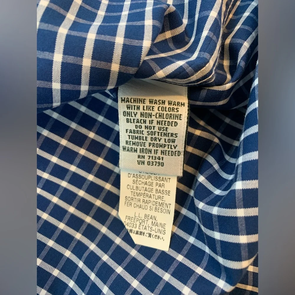LL Bean Shirt Mens Medium Blue‎ Long Sleeve Button Down Coastal Prep Office Work